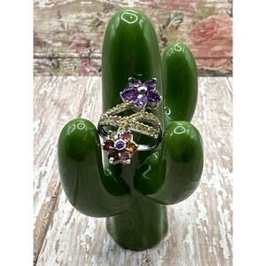 Amethyst multi-stone floral Ring